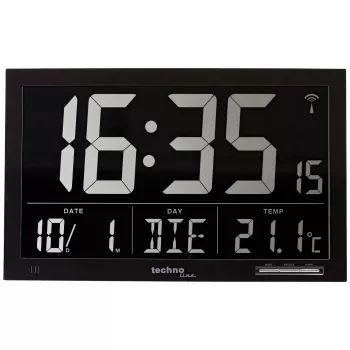 Technoline WS 8007 digitale wekker - zwart - LCD - radiografisch - op batterijen