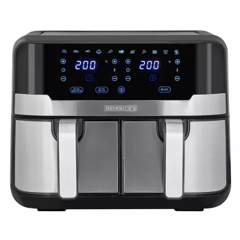 HEINRICH'S HFR 8214 dubbele heteluchtfriteuse 2 x 4,5 L = 9,0 L 1300-2400 W zwart-zilver