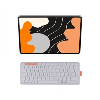 Logitech Flip Folio toetsenbordhoes voor Apple 13-inch iPad Air (M2, M3) - lichtgrijs - QWERTZ Duits toetsenbordindeling