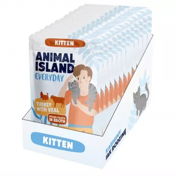 ANIMAL ISLAND Kitten Kalkoen & Kalfsvlees Natvoer 12 x 85g