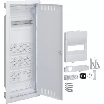 HAGER Volta Hybrid inbouwverdeelkast, 12 modules, 1 rij, 3 montageplaten, 230V stopcontact, wit (RAL 9010)