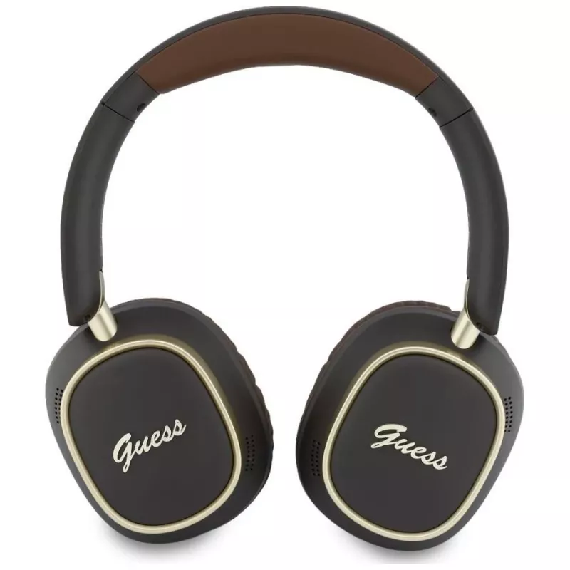 Guess Bluetooth over-ear koptelefoon ENC Rectangle Metal Script bruin