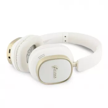 Guess Bluetooth ENC Rectangle Metal Script over-ear koptelefoon wit