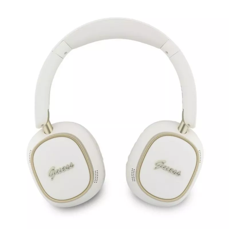 Guess Bluetooth ENC Rectangle Metal Script over-ear koptelefoon wit