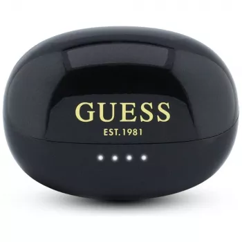 Guess open-wearable stereo Bluetooth-koptelefoon met metallic finish, elektroplated onderdelen en klassiek logo zwart