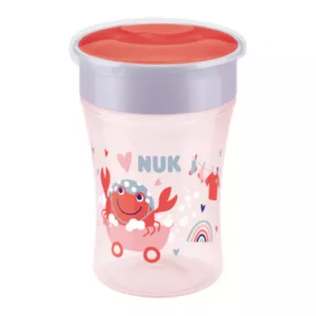 NUK Magic Cup 230 ml rood 360° drinkrand trainingsbeker voor peuters vanaf 8+ maanden, lekvrij, BPA-vrij, vaatwasmachinebestendig