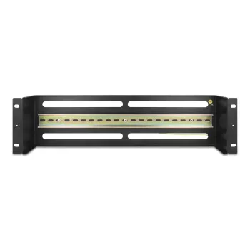 DELOCK 19 inch Verdeelpaneel met afdekking en DIN-rail incl. 2x kabelontlastingsrails 3U Staal Zwart