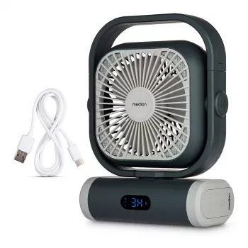 MEDION LIFE Camping Fan E10 TF (MD 12065) grijs/wit