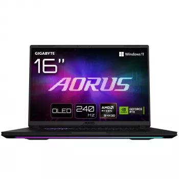 GIGABYTE AORUS MASTER 16 6YJM5DEE65SP laptop, 16 inch WQXGA OLED 240Hz, AMD Ryzen 9 9955HX3D, 32GB DDR5, 2TB SSD, GeForce RTX 5080 16GB, Windows 11 Pro, Duits toetsenbord