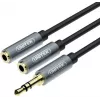 UNITEK Y-C956ABK 3,5mm mini-jack stekker naar 2x 3,5mm jack bus audio-splitter-adapterkabel - zwart
