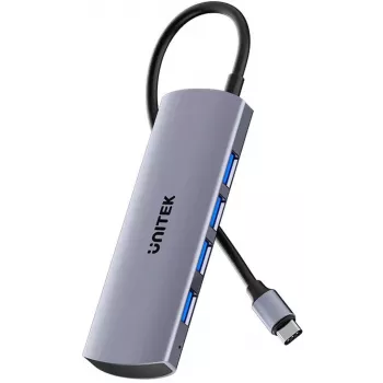 UNITEK 4-poorts USB-C hub 10 Gbps, 4x USB-A, Space Gray