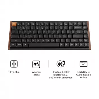 Keychron K3M-F1 75% Low-Profile mechanisch toetsenbord, Gateron Red Switch, RGB Hot-Swap, Bluetooth 5.1 & USB-C, Zwart