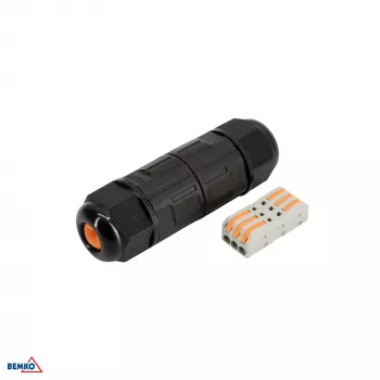 BEMKO IP68 3-polige kabelverbinder, snelansluiting, zwart