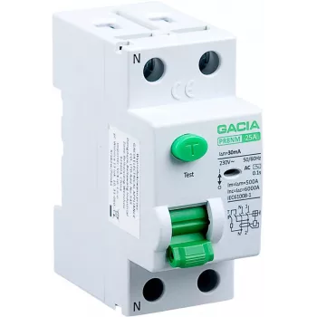 GACIA PR8NM 2P 25A 30mA AC aardlekschakelaar 6kA 2 modules