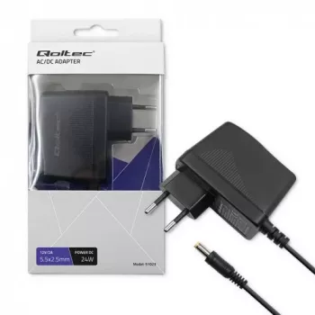 QOLTEC stekkeradapter 24W 12V 2A 5,5x2,5mm