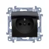 KONTAKT SIMON 10 Module mat zwart stopcontact 1x Z/U met kinderbeveiliging en klep IP44 veerklemmen 16A