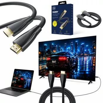 3MK PROTECTION Hardy HDMI 2.1 Ultra High Speed kabel 1,5m 48Gbps 8K60Hz 4K120Hz eARC VRR ALLM zwart