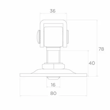 PSG verstelbaar poortscharnier 61.018.01 met plaat 80x80x3mm - M16 schroefdraad (verzinkt oog)