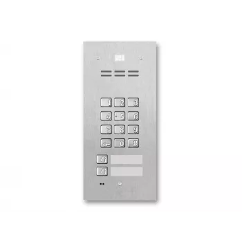 ACO FAM-P-2NPZSACC 2-familie buitendeurstation voor inbouwmontage met RFID-lezer en cijferslot, zilver