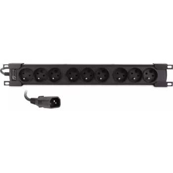 Getfort GF-9R30/IEC 1U 19 inch rack-PDU met 9x IEC C13 stopcontacten, 16A, 3m kabel, zwart