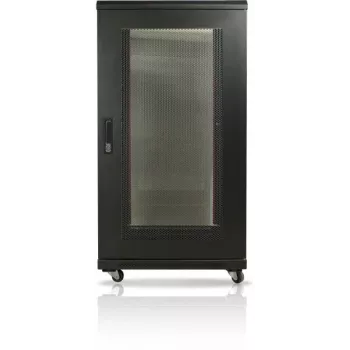 GETFORT 19 inch 22U staande serverrackkast 600x600mm geperforeerde stalen deuren zwart