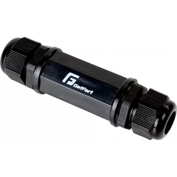 GETFORT Cat.5e RJ45 koppeling, bus-bus, outdoor, IP67, afgeschermd, zwart