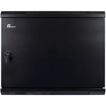 GETFORT 19 inch CALI 9U 600x450 wandbehuizing met stalen deur, zwart (RAL 9005)