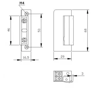 ELEKTRA-PLUS R5 elektrische deuropener met blokkering, symmetrisch, smal 16,5mm 9125