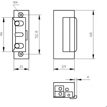 ELEKTRA-PLUS elektrische deuropener R4 met interne geheugenfunctie en symmetrische behuizing 12V