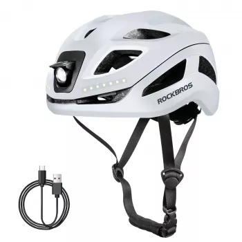 ROCKBROS ZK-077 slimme fietshelm met geïntegreerde multidirectionele LED-verlichting, 57-61 cm, wit