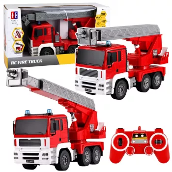 LEAN TOYS brandweerwagen met 660° draaiende uitschuifarm, op afstand bestuurd RC 1:20