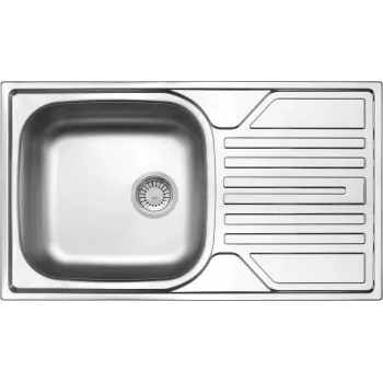 DEANTE 1-Bowl Spoelbak van RVS met Afdruipgedeelte - 3.5 inch Afvoer