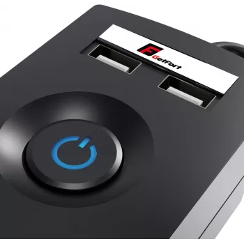 Getfort 5P 5m zwarte USB overspanningsbeveiliging stekkerdoos