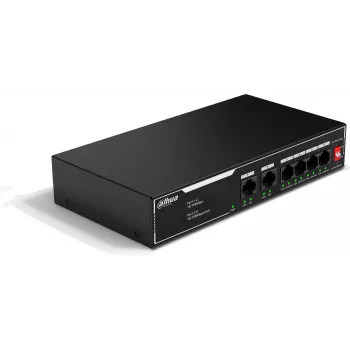DAHUA SF1006LP unmanaged PoE-switch, 6-poorts, 4 PoE-poorten, 36W budget, desktop