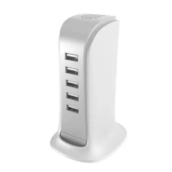 Dudao 5x USB-oplader met geïntegreerde EU-netkabel wit (A5EU)
