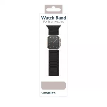Mobilize siliconen band - magnetisch - voor Apple 42/44/45/49mm - zwart