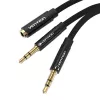 Vention BBLBAB 3,5 mm audio-splitterkabel, bus naar 2x stekker, 0,6 m, zwart