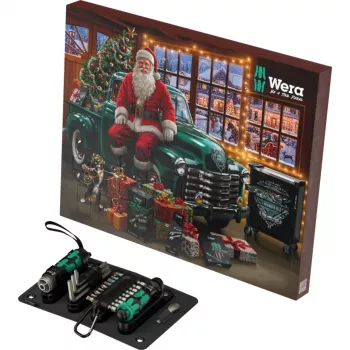 Wera 2026 Adventskalender 24-delige gereedschapsset met Kraftform-schroevendraaiers, bits, Rapidaptor-houder en textielbox