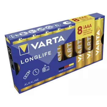 VARTA Longlife AAA LR03 Micro alkaline-batterijen, 8-pack, 1,5 V, blisterverpakking