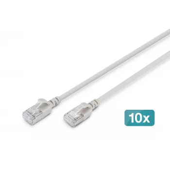 DIGITUS CAT 6A F/FTP Slim patchkabel, 0,5 m, grijs, 10-pack