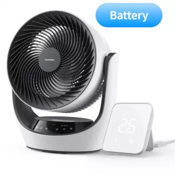 SwitchBot accu-aangedreven slimme circulatieventilator met 100 snelheidsstanden, 90° horizontale en 100° verticale oscillatie, Bluetooth & Wi-Fi (hub vereist), wit