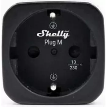 Shelly Plug M Gen3 zwarte smart plug met energiebewaking, 13A, Wi-Fi & Bluetooth