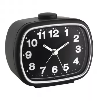TFA 60.1017.01 Quartz wekker met stille secondewijzer - zwart/wit