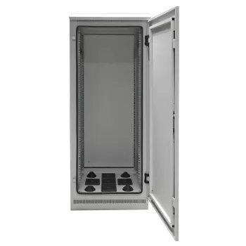 EFB Elektronik 19 inch IP55 netwerkkast 24U 800x800 met voorgemonteerde sokkel, lichtgrijs RAL 7035