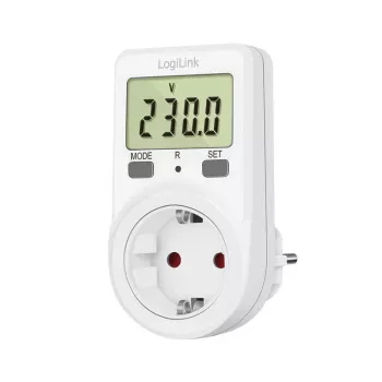 LogiLink energiekostenmeter, 1,5 inch lcd-display, enkeltarief, Schuko-stekker, wit