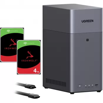 UGREEN DH2300 bundel met 2x Seagate IronWolf NAS 4TB CMR (zwart)