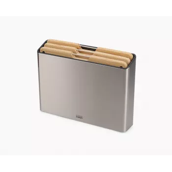 Joseph Joseph Folio Bamboo 3-delige snijplankenset met slanke standaard, antracietgrijs