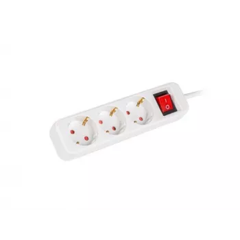 Lanberg PS1-03F-0150-W 1,5 m 3-voudige Schuko-stekkerdoos met verlichte schakelaar, wit