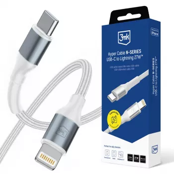 3mk Hyper Cable N-SERIES USB-C naar Lightning 3m PD 3.0 9V/3A 27W Wit