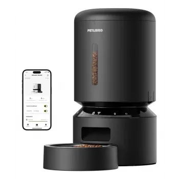 PETLIBRO Granary Wi-Fi automatische voerbak, 5L intelligente voerbak voor katten en honden, app-bediening, 10 maaltijden per dag, spraakopname, RVS-bak, zwart
